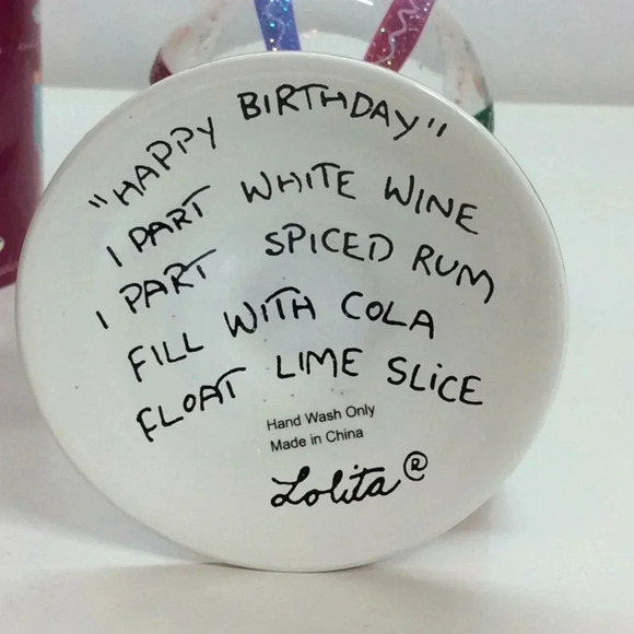 Lolita “Happy Birthday” Hand-Painted Wine Glass - Picture 5 of 6